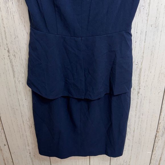 BCBGMaxAzria Ellen Navy Sleeveless Zip-Peplum Midi Dress - Picture 8 of 9